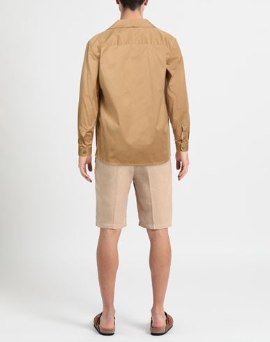 Man Shirt Camel Size L Cotton, Elastane
