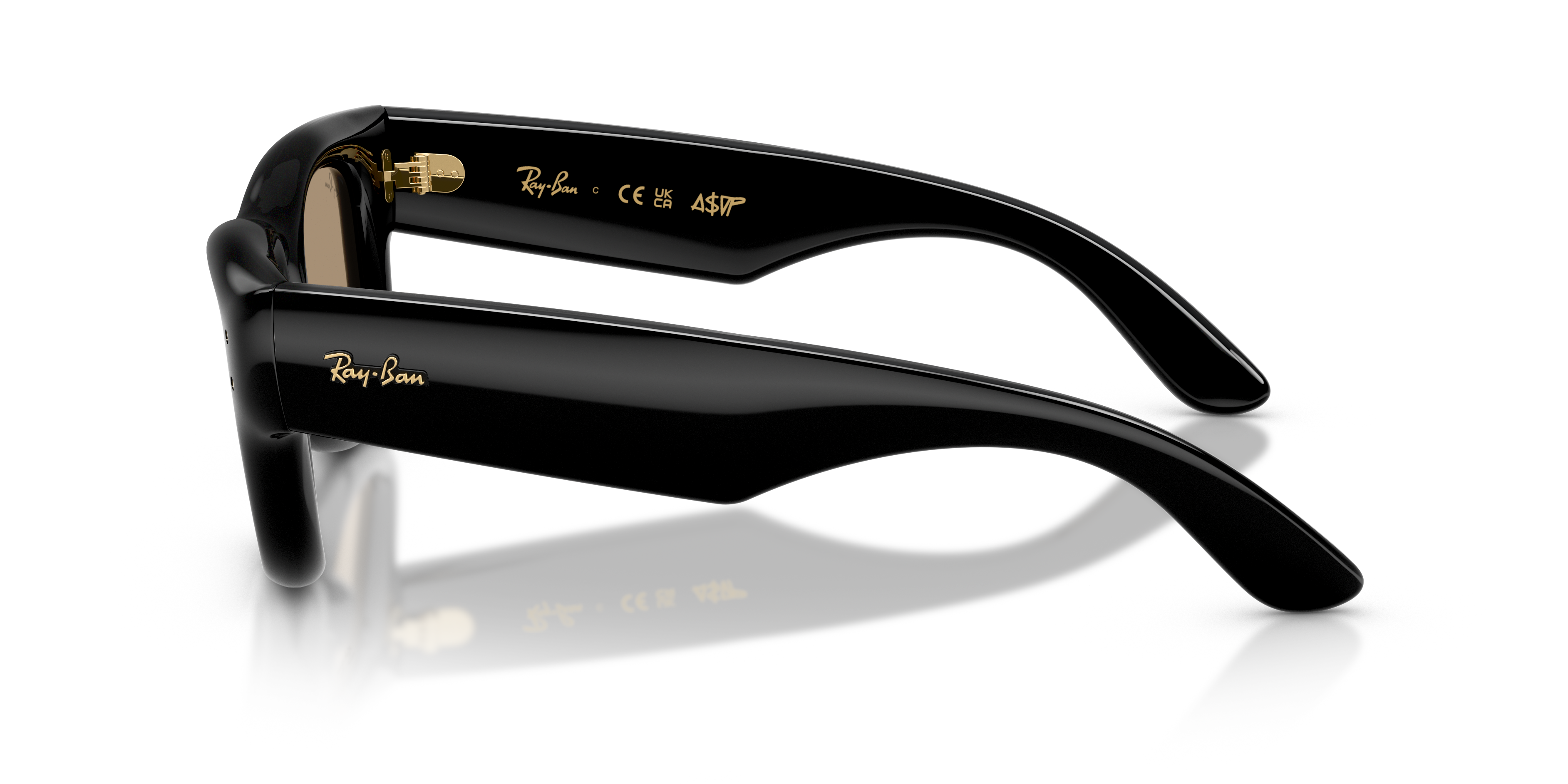 Ray - Ban Unisex Ray - Ban RB4940 WAYFARER PUFFER 601/7J Sunglasses Nylon Black Brown Squared Mirror