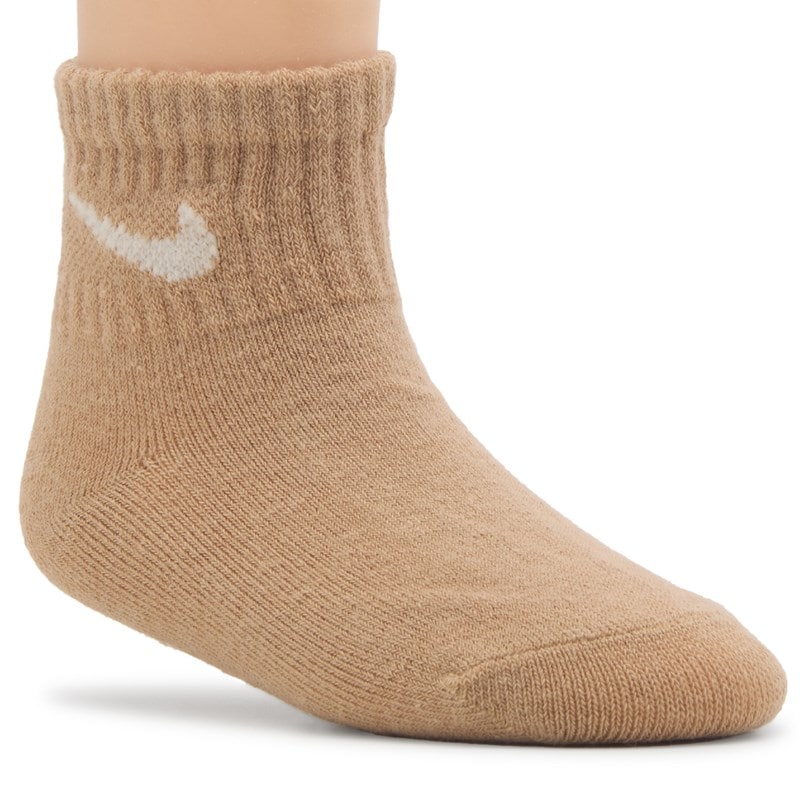 Infant' 3 Pack 6-12 Month Gripper Ankle Socks (White/Tan/Ivory)