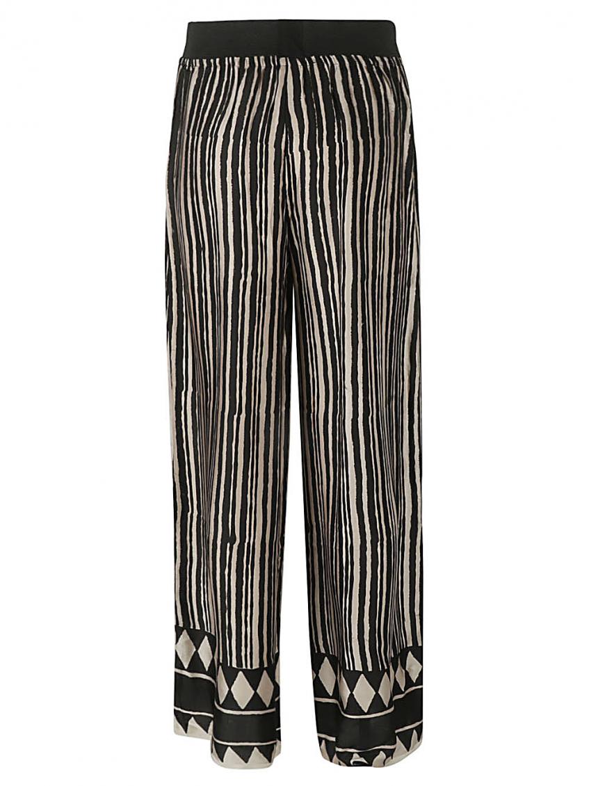 Beige Striped silk trousers