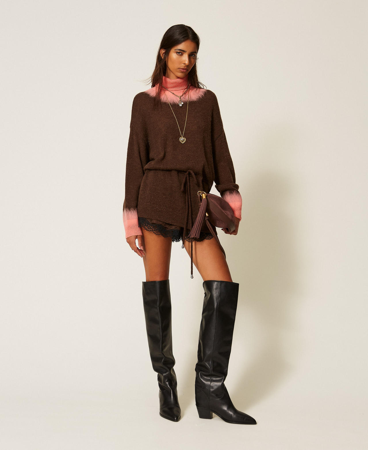 Tone wool blend maxi jumper