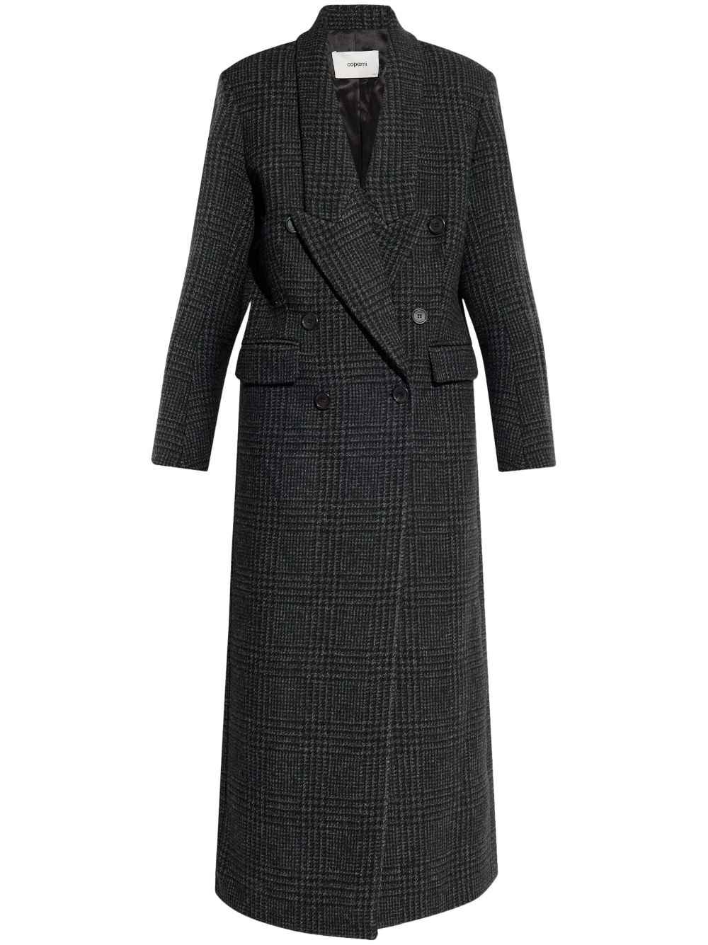 Check-pattern coat - Black