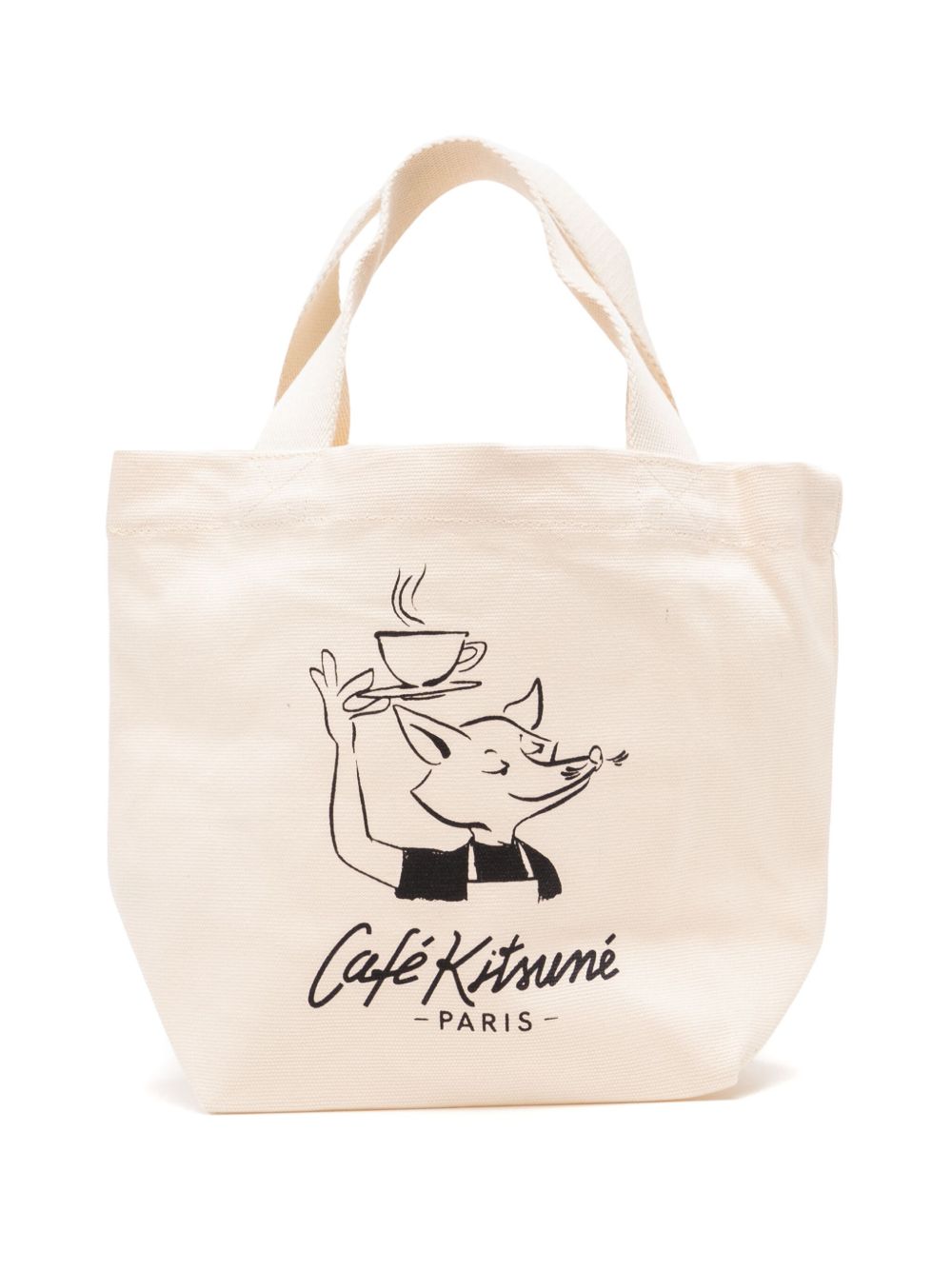 CAFÉ KITSUNÉ logo print canvas tote bag - Neutrals