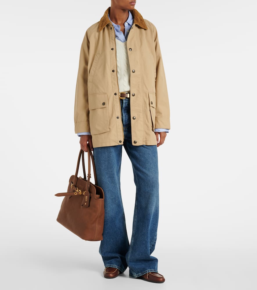 Corduroy-trimmed cotton field jacket