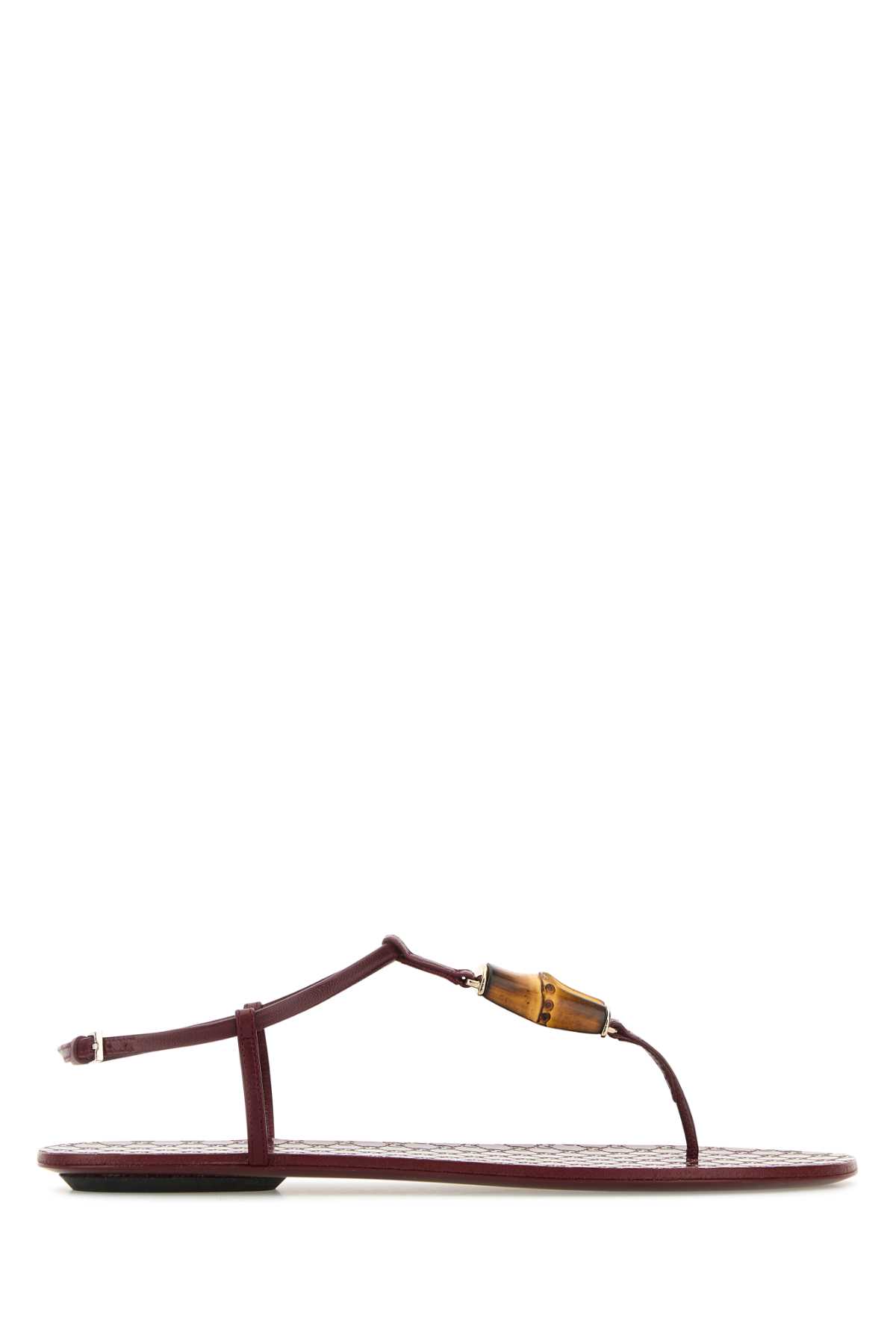 Burgundy Leather Thong Sandals