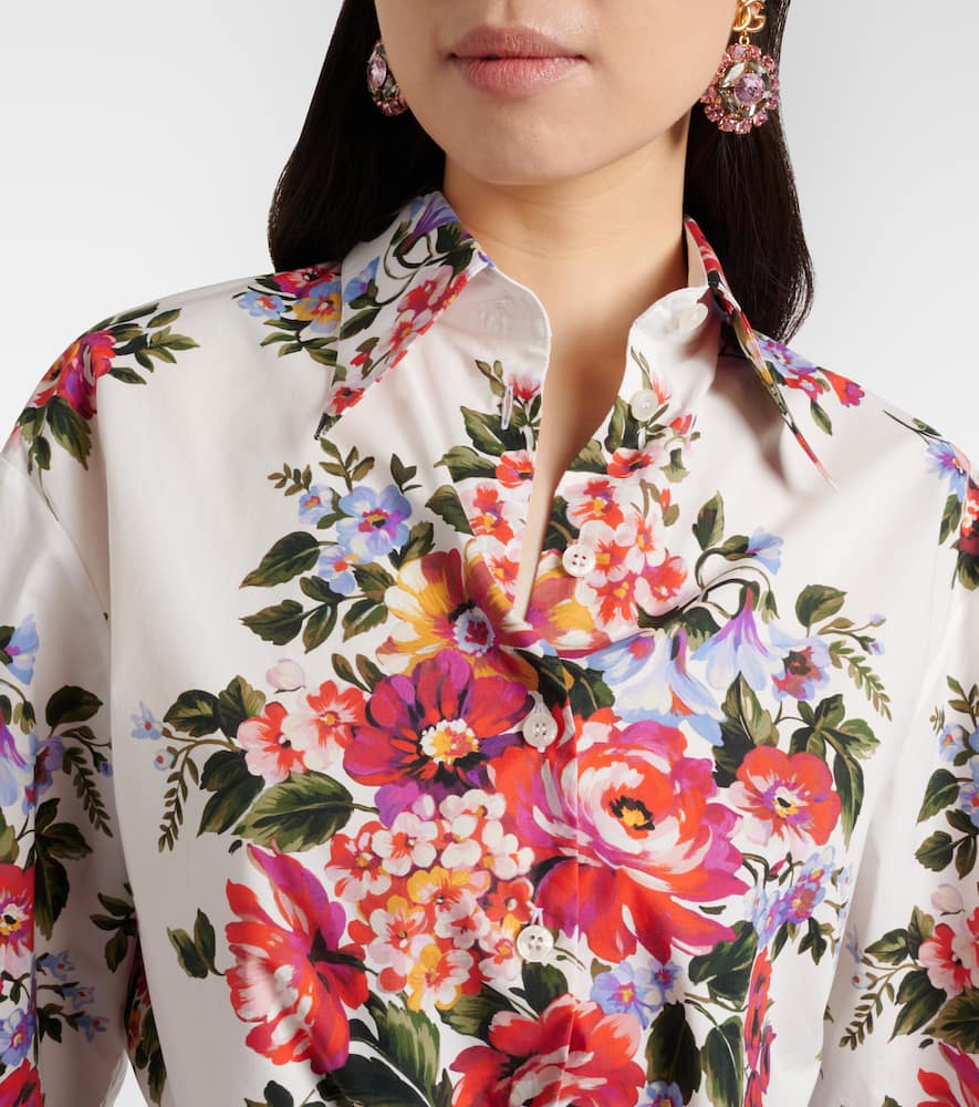 Floral cropped cotton shirt