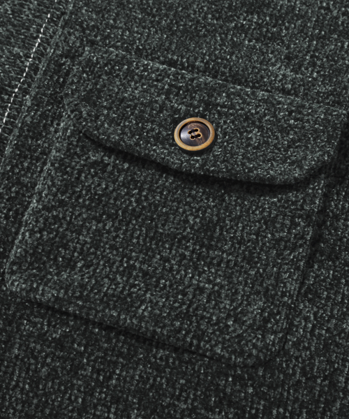 Leather Patchwork Velvet Cardigan Knit _ Khaki