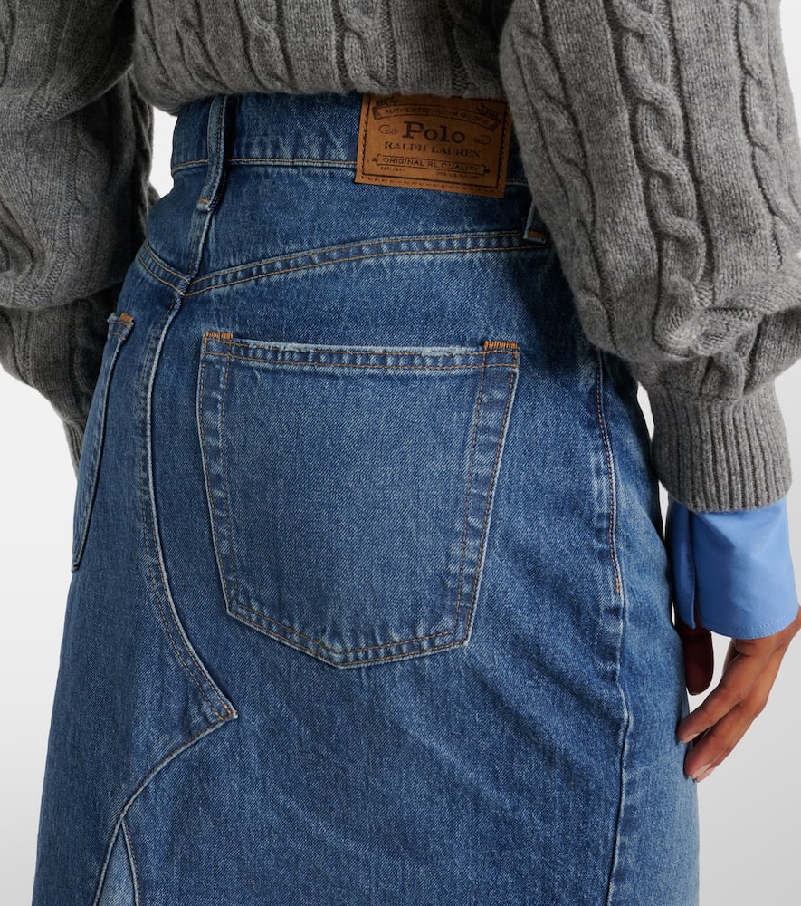Deconstructed denim midi skirt