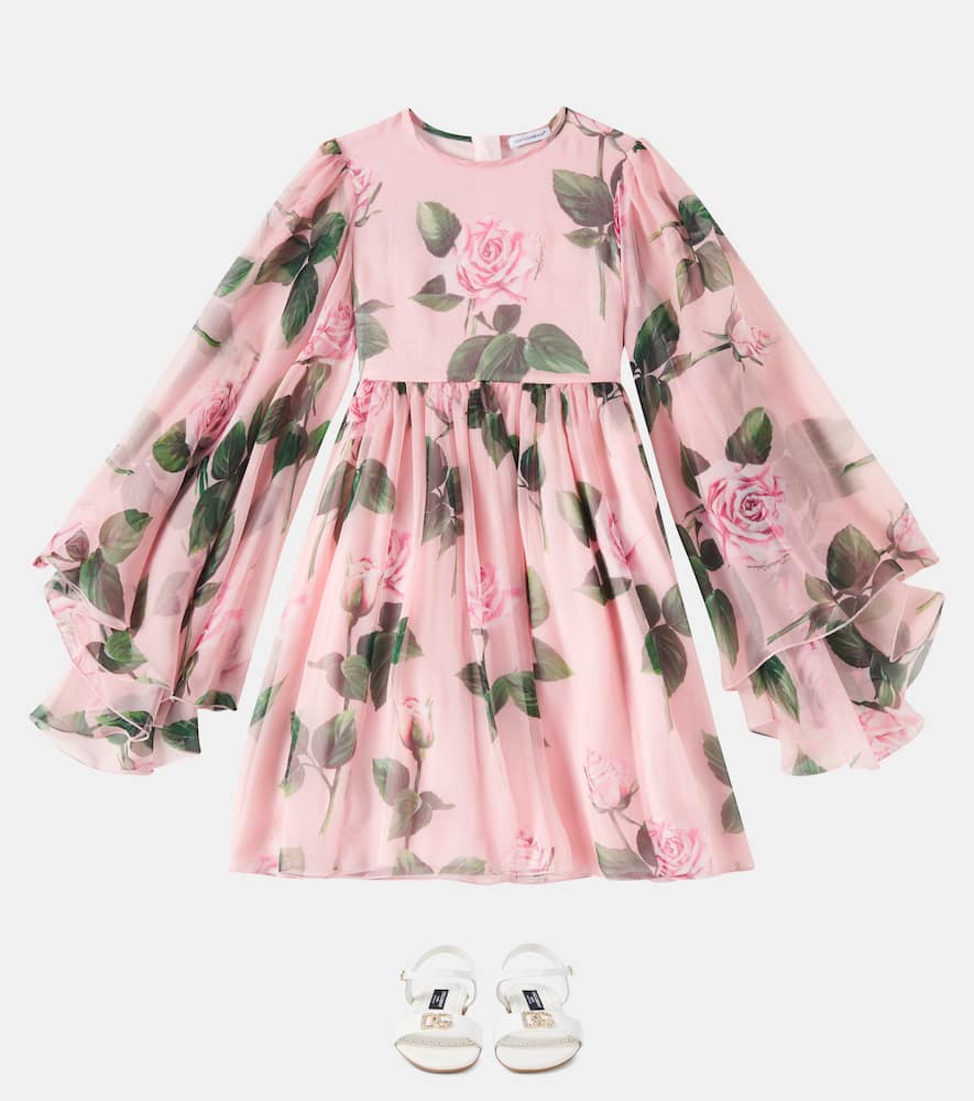 Floral silk chiffon dress