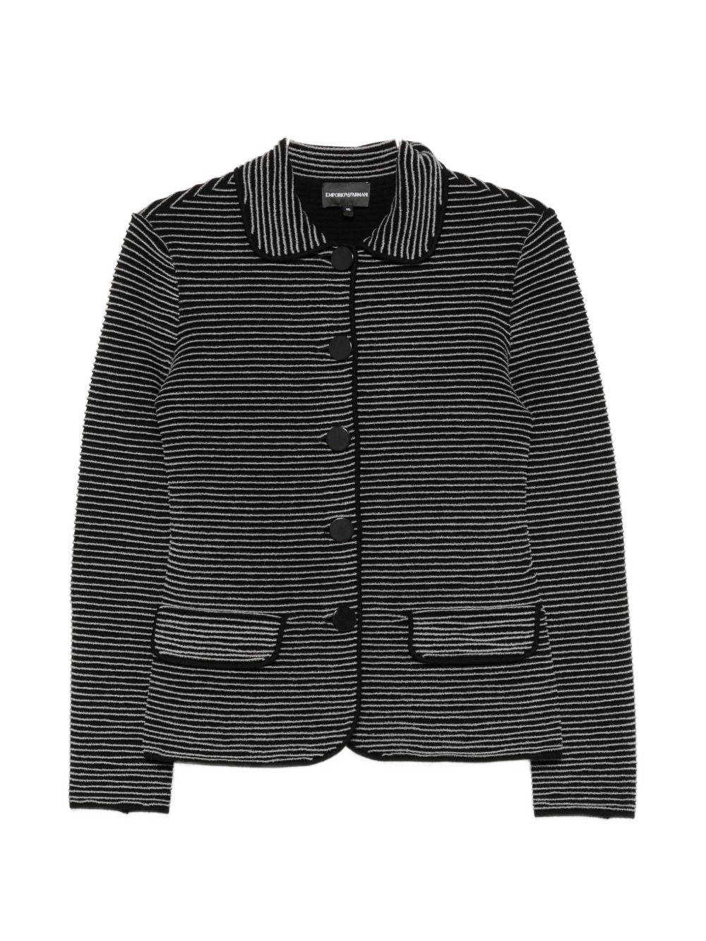 Striped Ribbed Blazer — Black