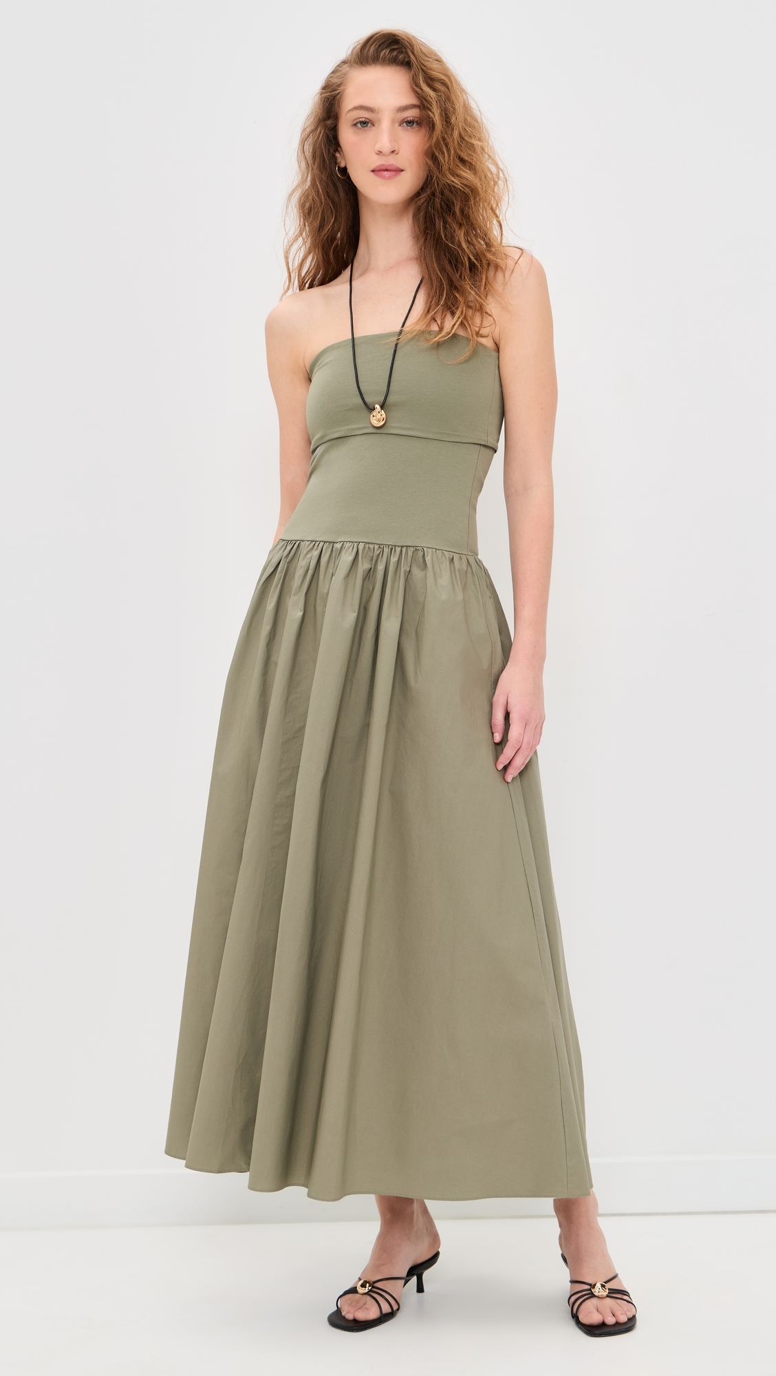 Marc Mixed Media Dress Deep Lichen Green