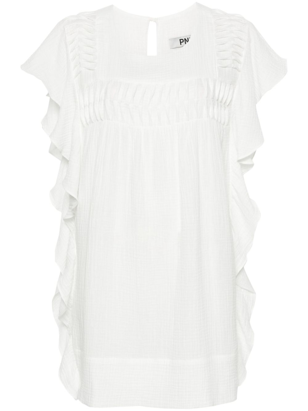 Ruffled cotton mini dress - White
