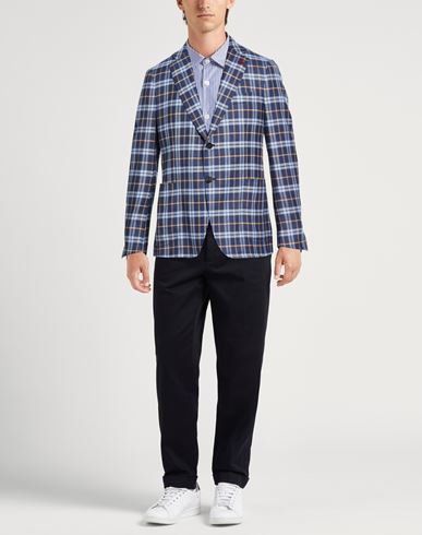 Man Blazer Blue Size 40 Wool, Silk, Linen