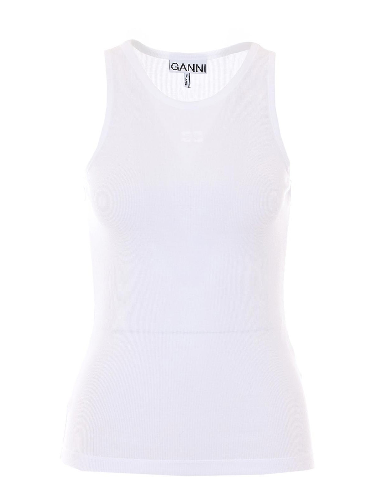 Ganni - cotton rib tank top crew neck