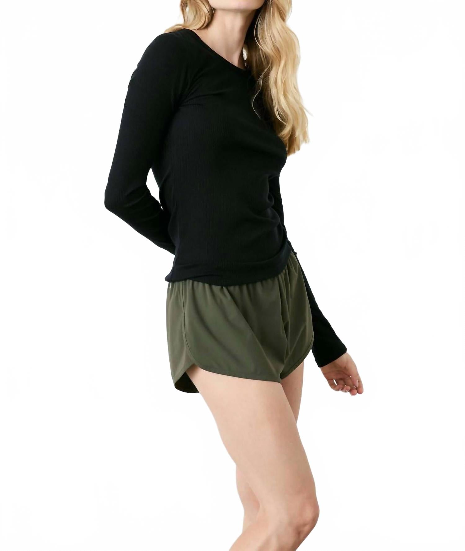 Rivington Ribbed Long Sleeve Top In Black