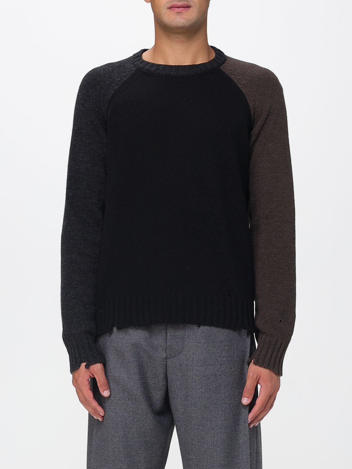 Distressed-hem jumper - Brown