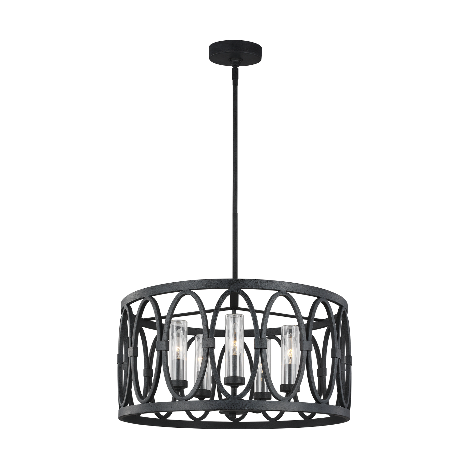 Visual Comfort Studio Patrice 5-Light Outdoor Hanging Light in Dark Weathered Zinc by Sean Lavin