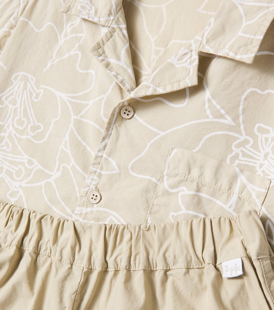 Il Gufo Floral muslin and poplin shirt and shorts set