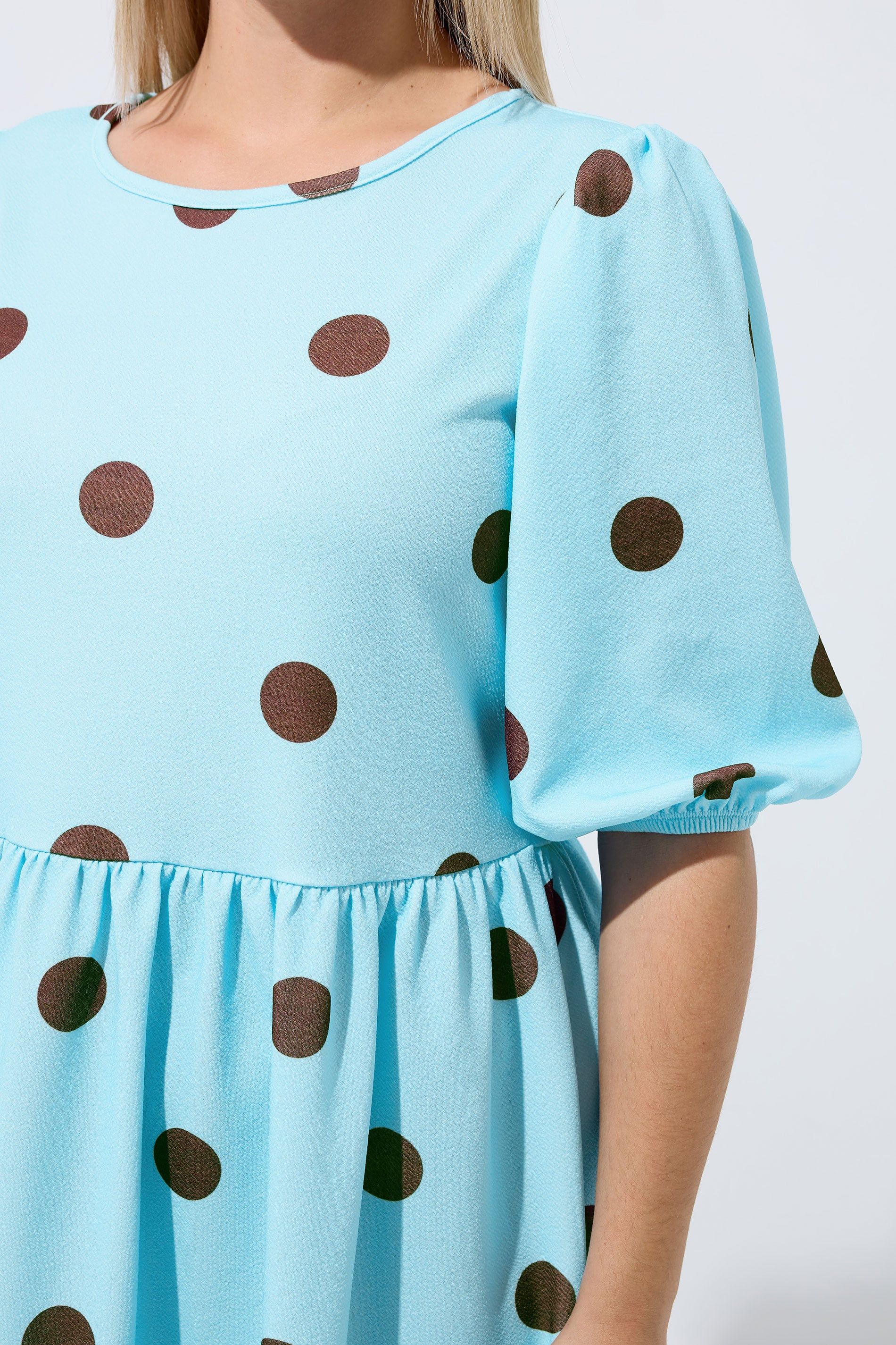 Yours Polka Dot Maxi Dress In Baby Blue