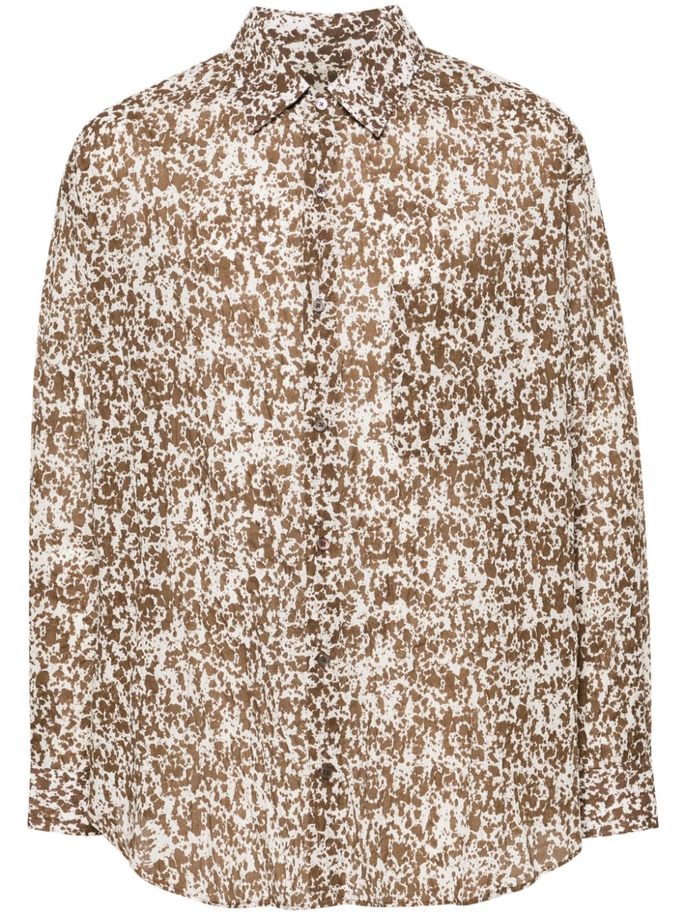 Abstract-print cotton shirt - Neutrals