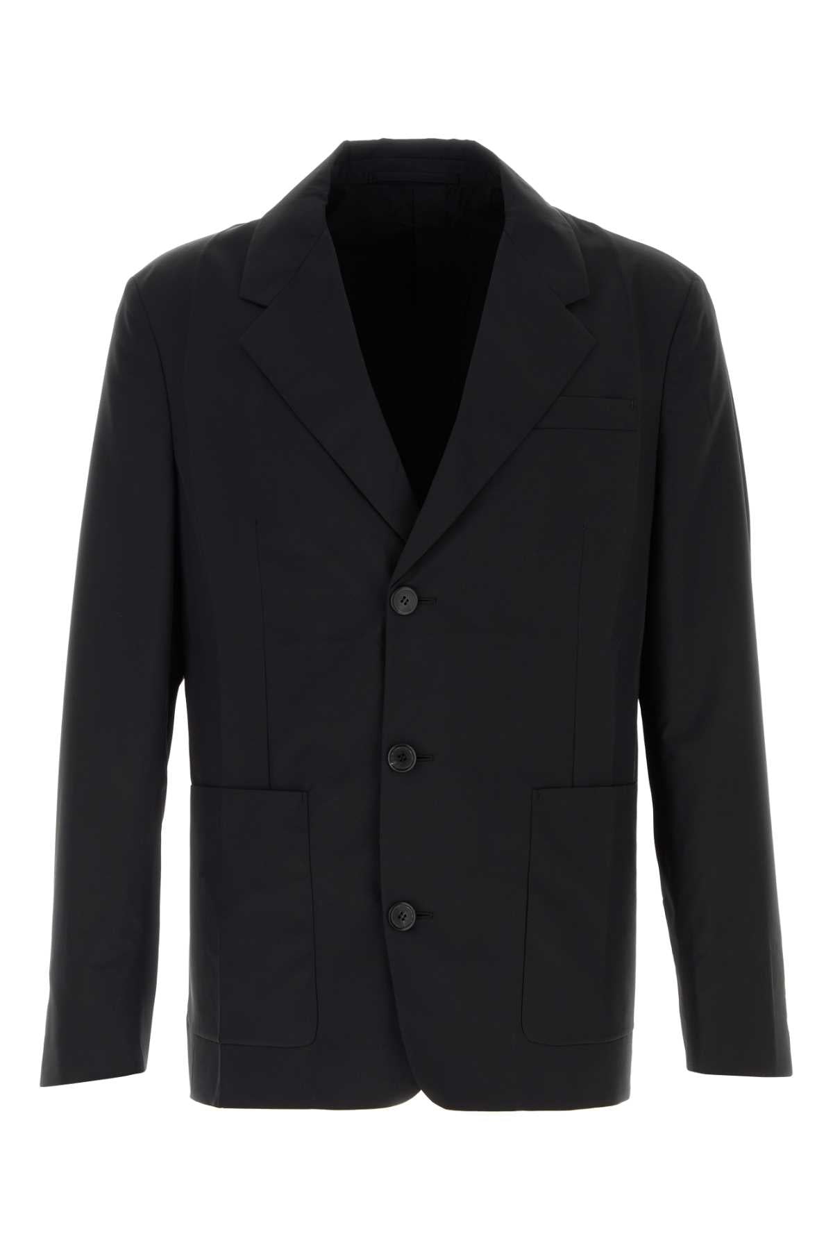 Wool Blend Blazer — Black