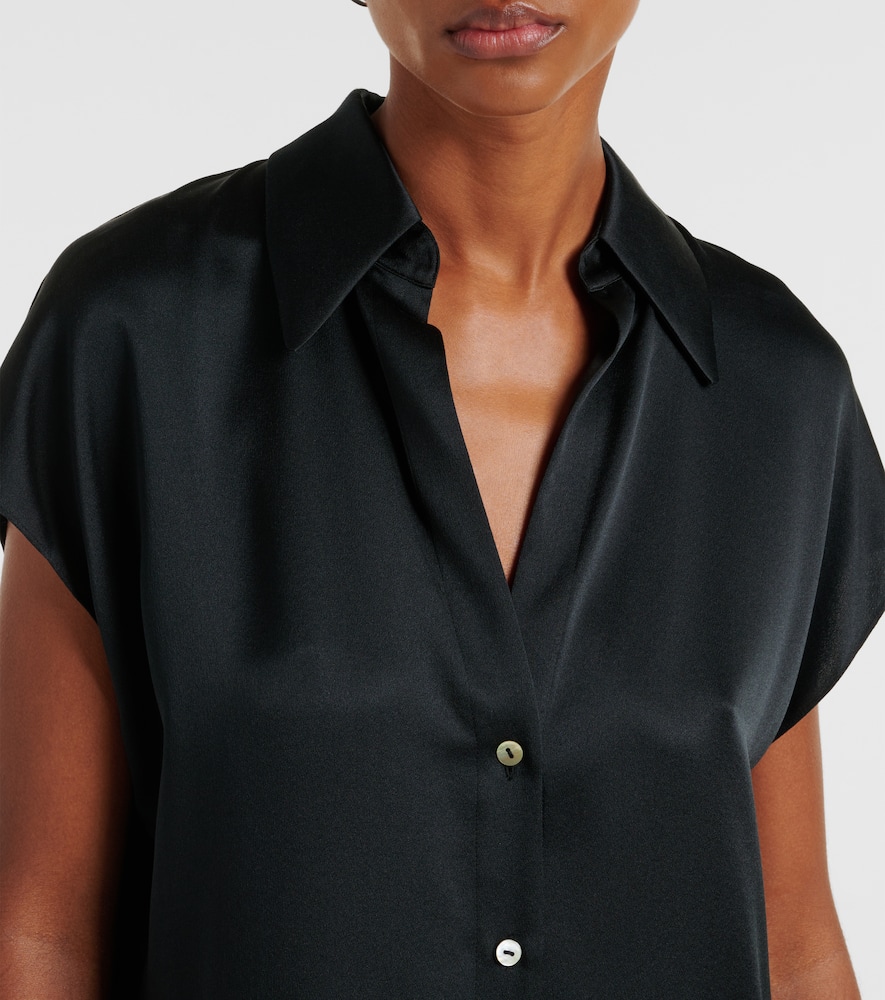 Ruched silk satin top