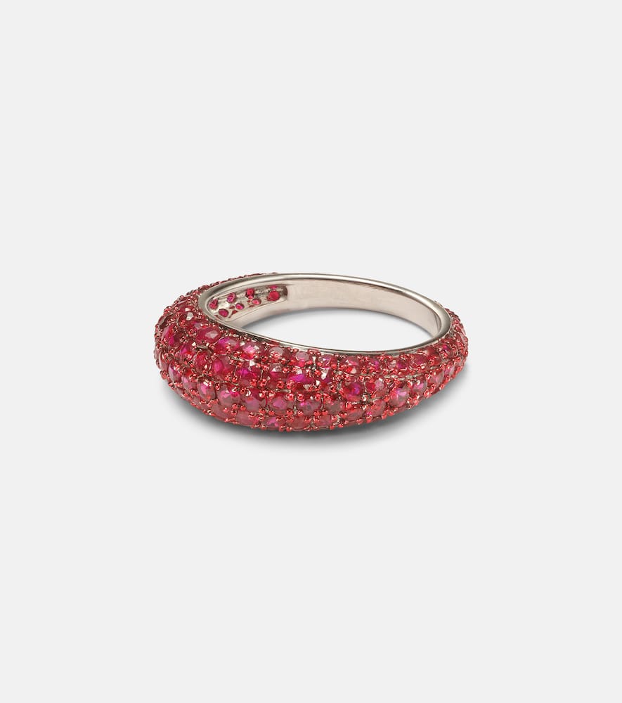 Kamyen Disco 18kt white gold ring with ruby and diamonds