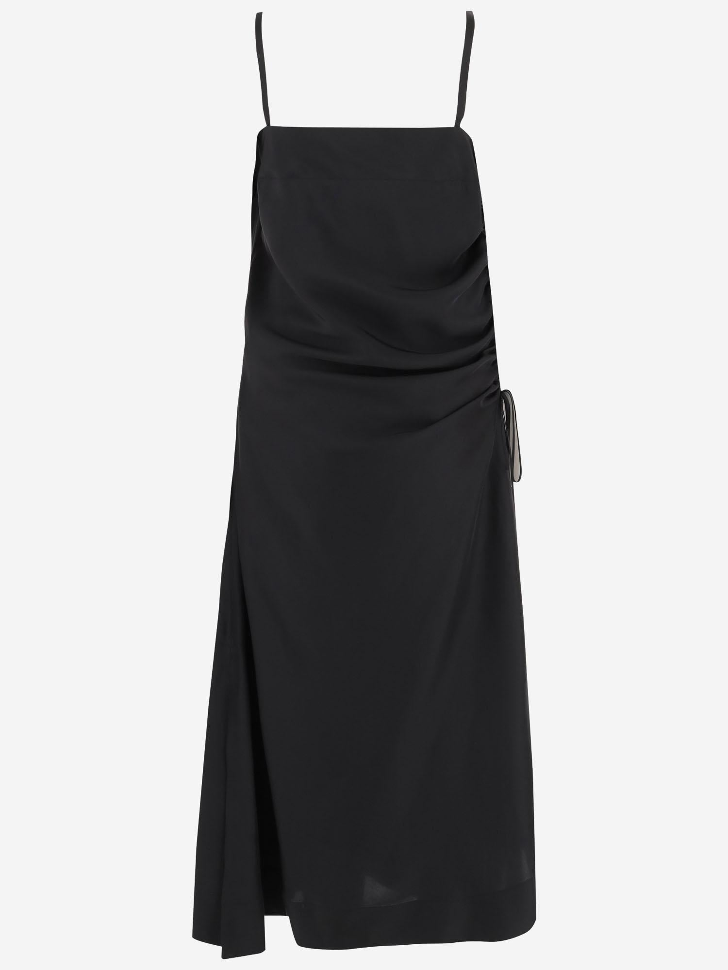 Silk Draping Dress — Black