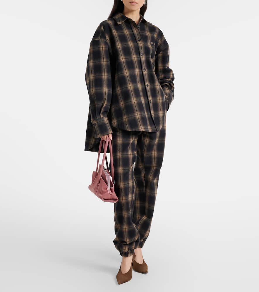Checked oversized cotton flannel shirt