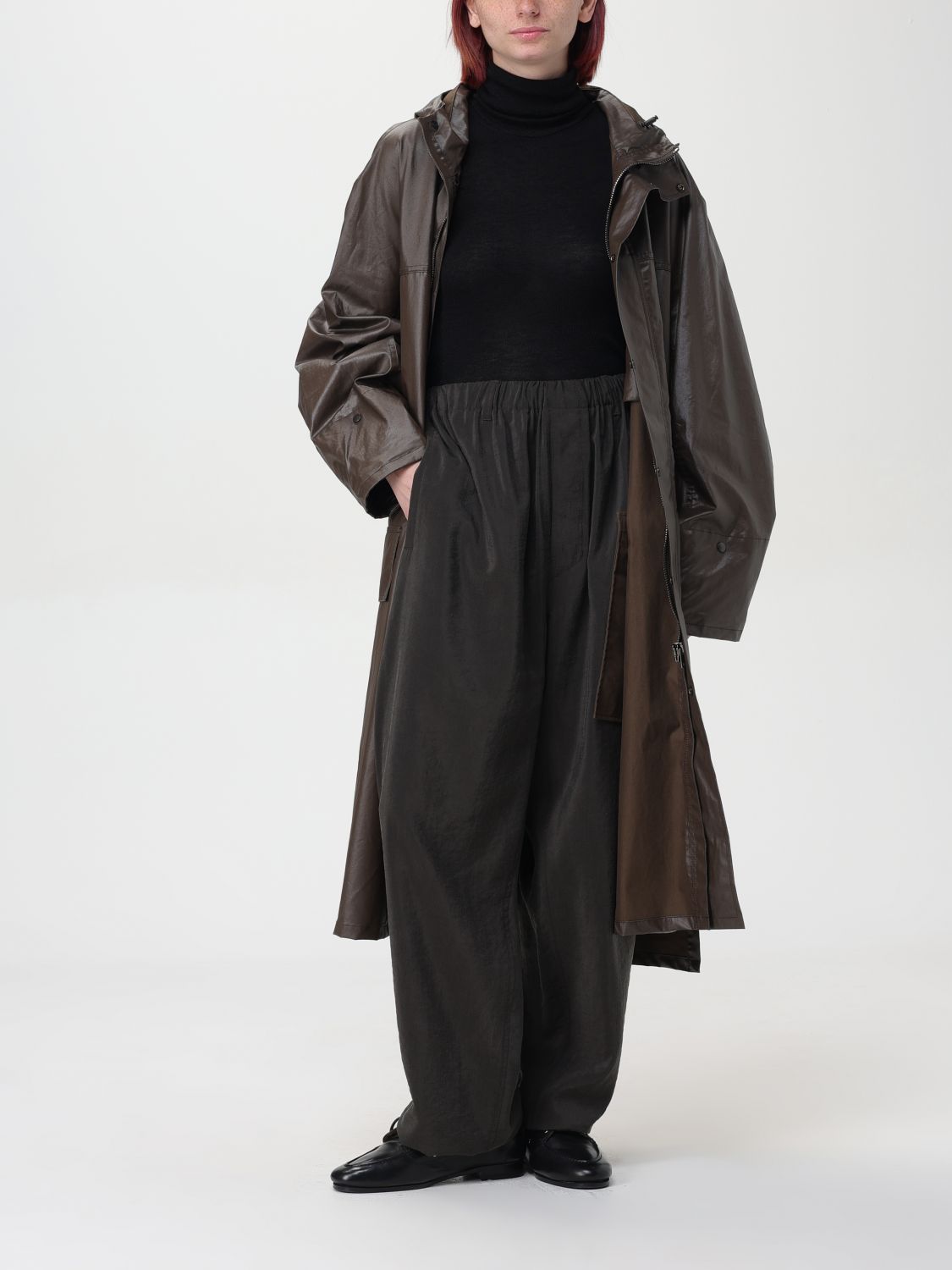 Hooded cotton raincoat - Brown