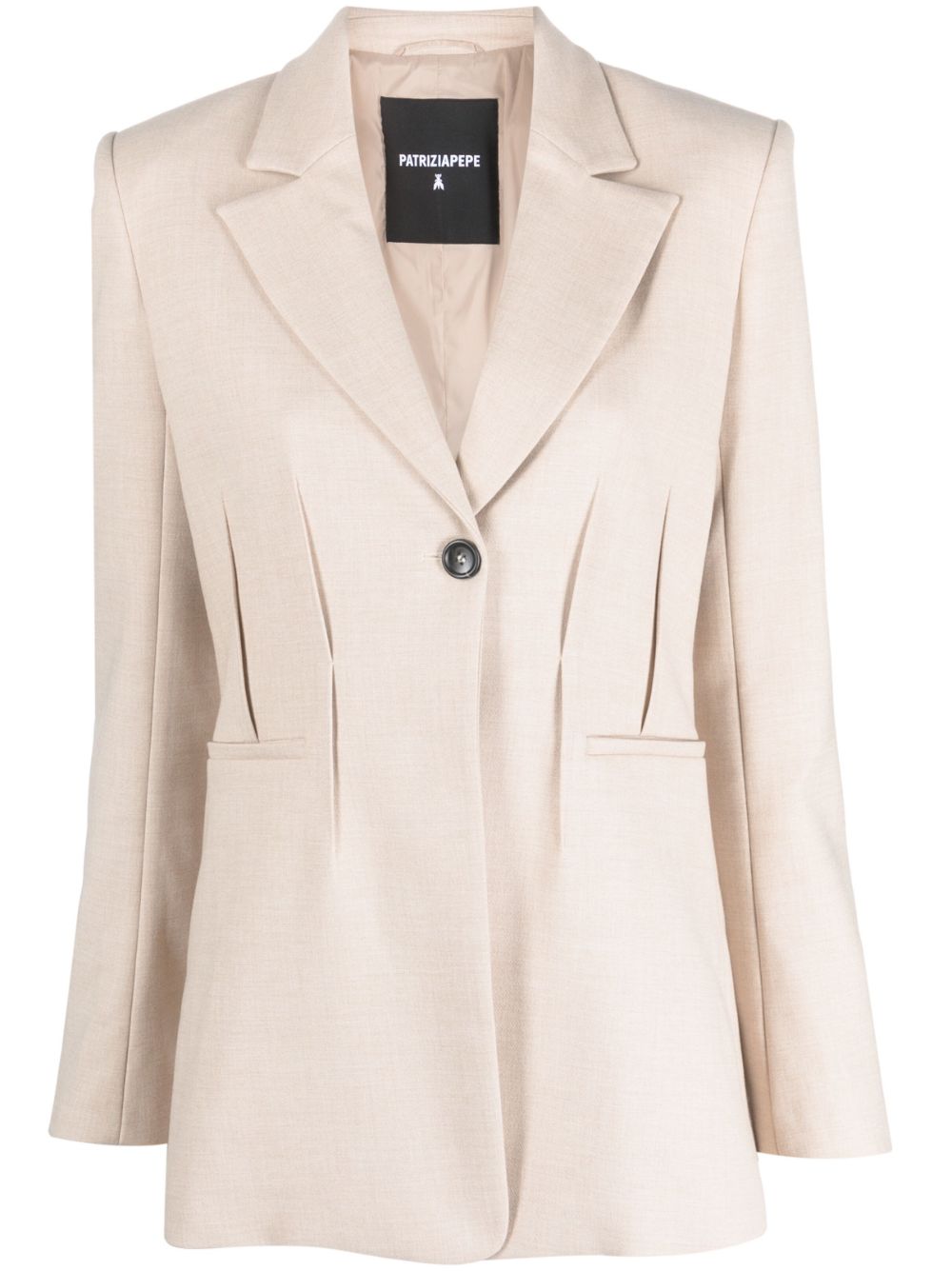 Single-breasted canvas blazer - Neutrals