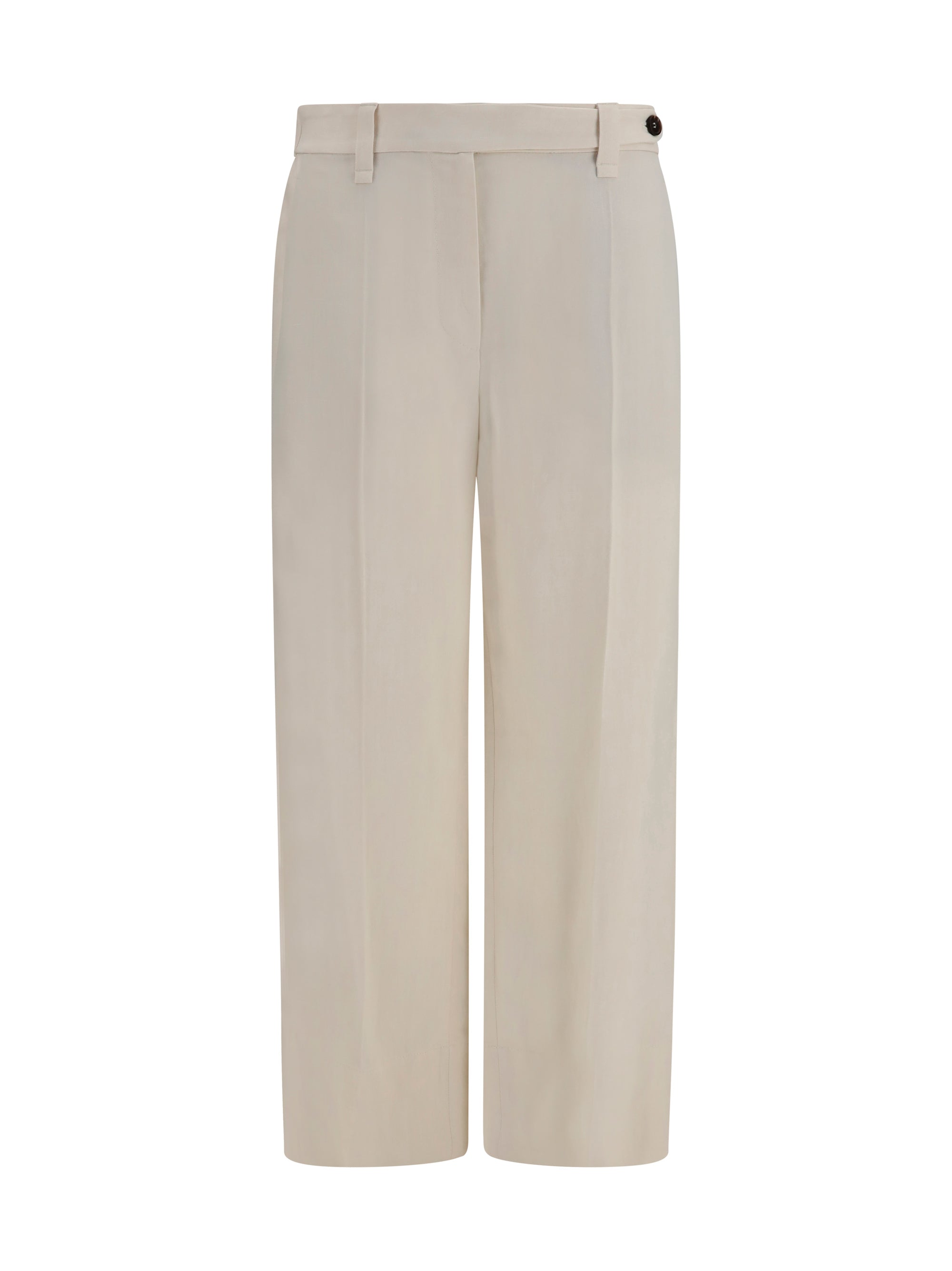 Fluid Viscose and Linen Twill Trousers — Beige