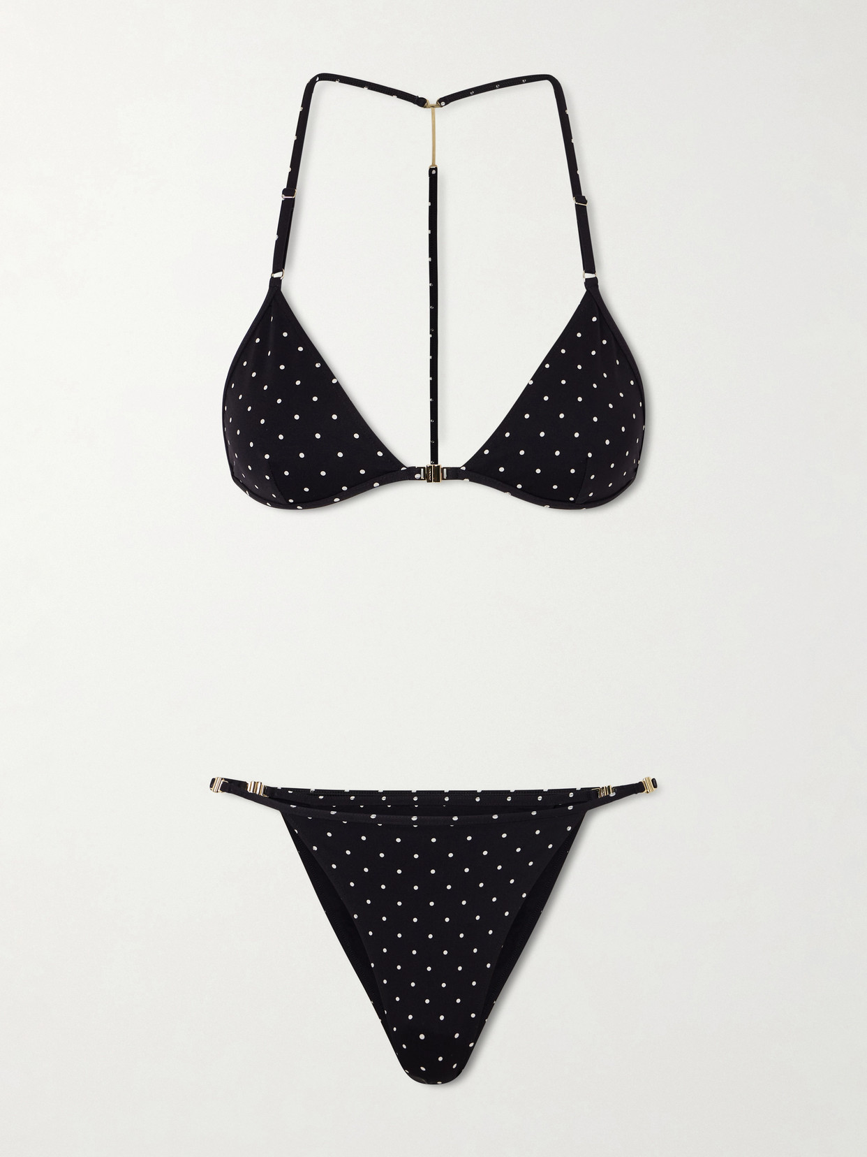 Polka-dot Printed Jersey Bikini - Black