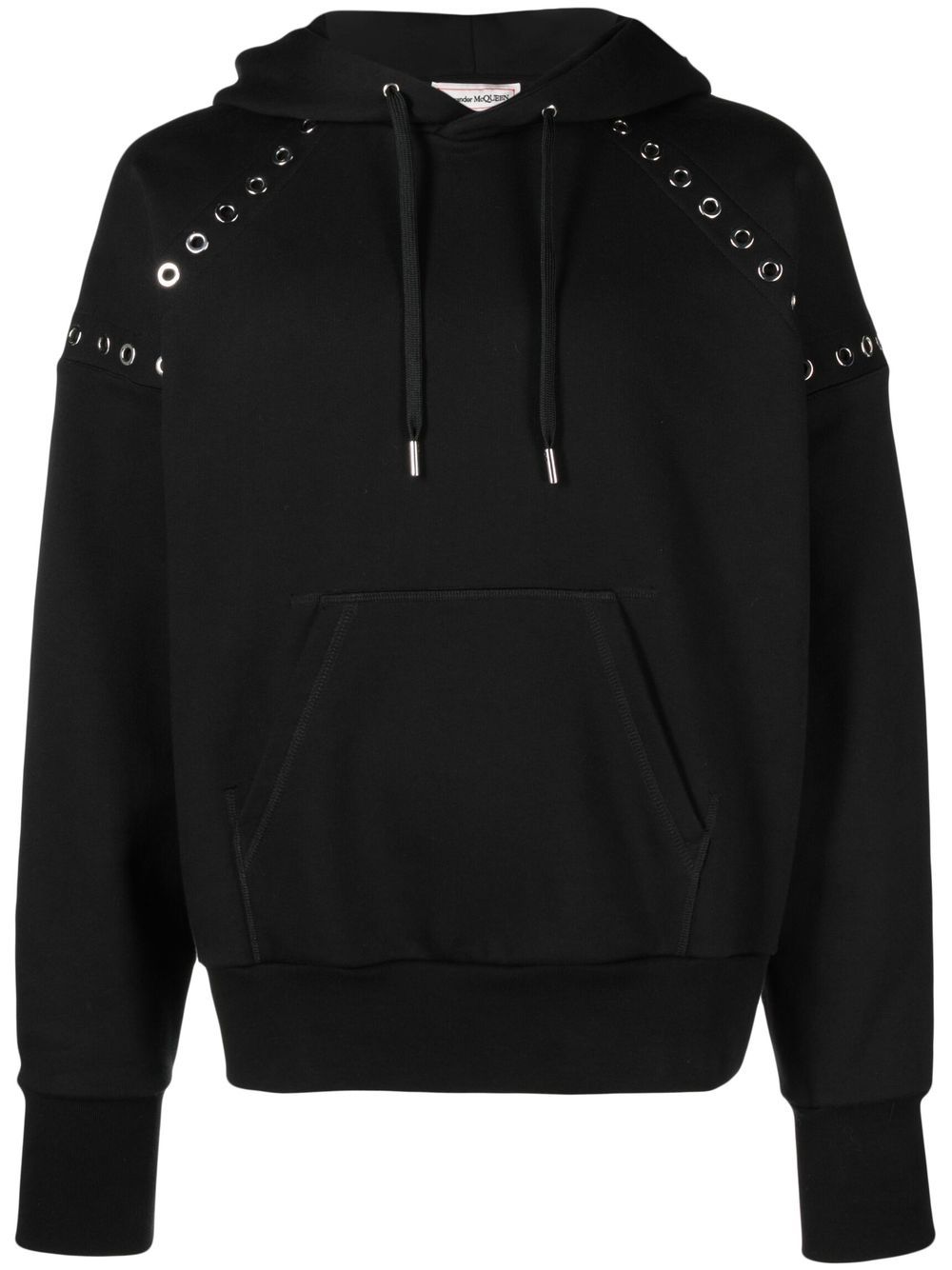 Eyelet-embellished hoodie - Black