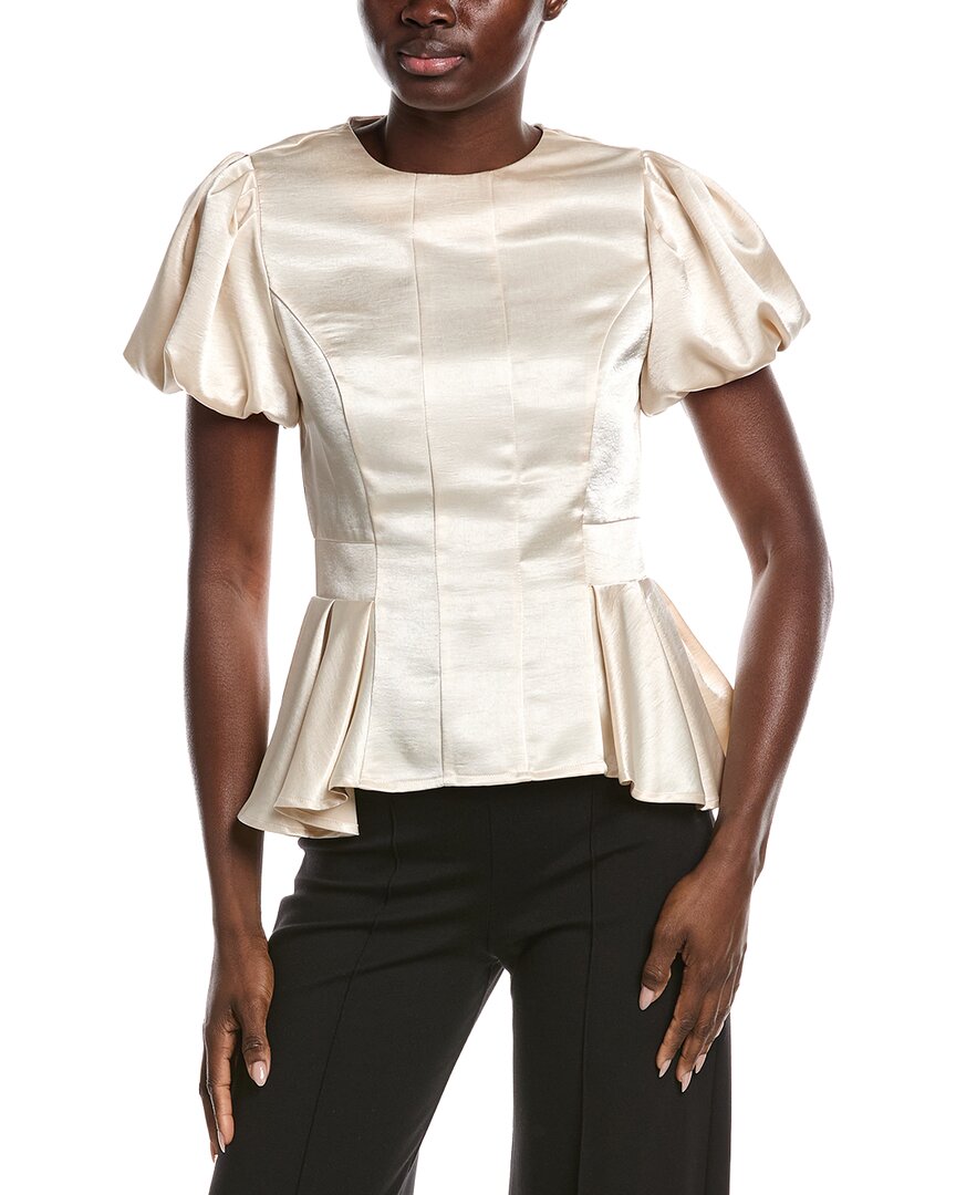 Puffed Sleeve Ruffle Bottom Top