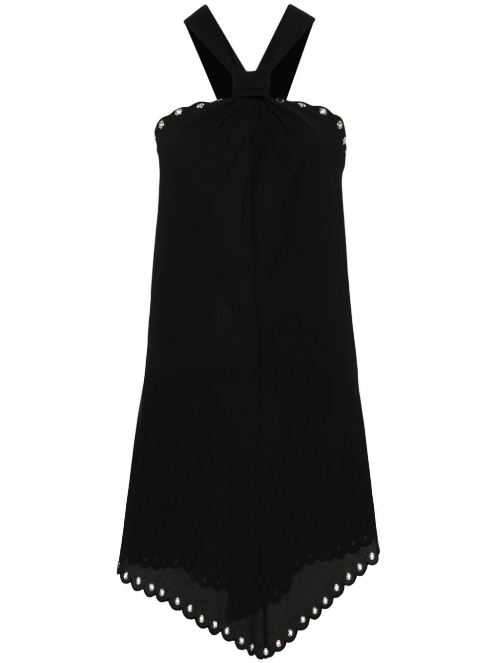 Halterneck scalloped mini dress - Black