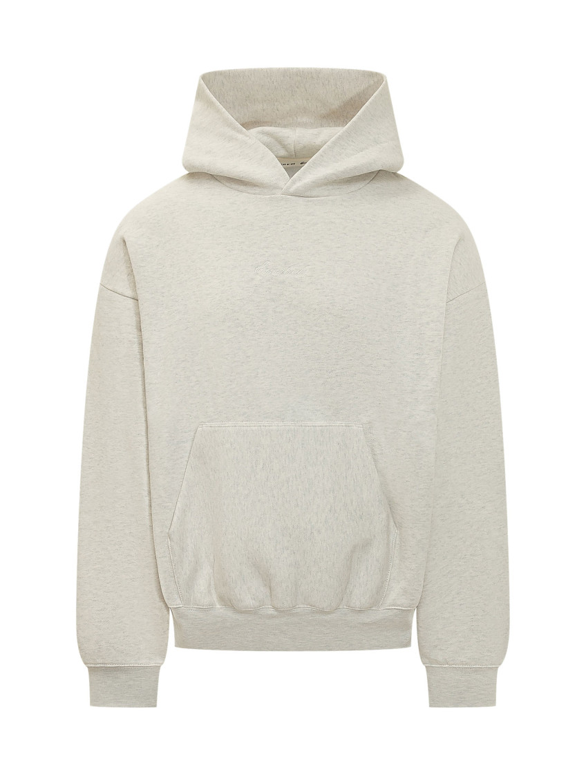 Beige Solid Hood Sweatshirt
