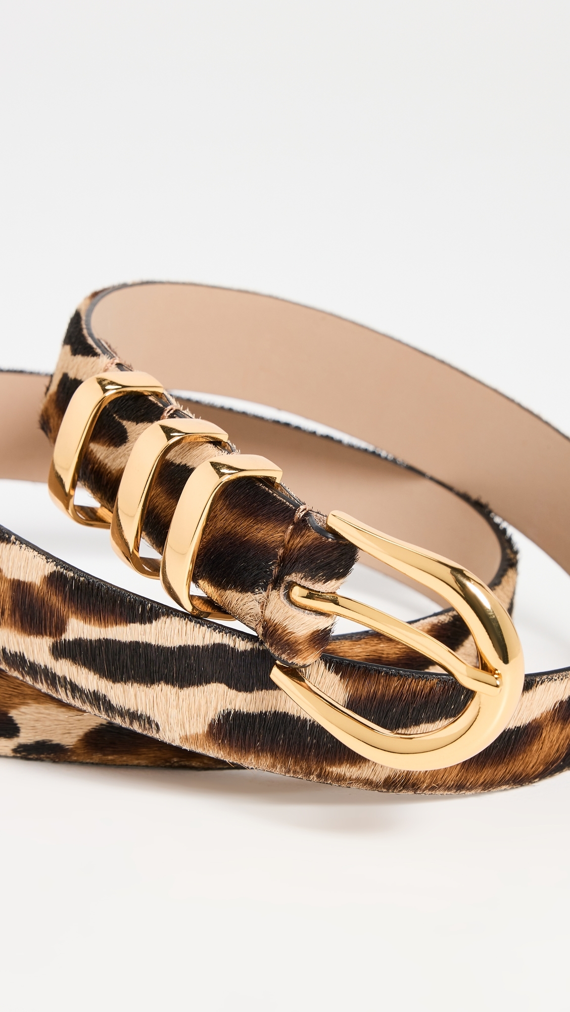 Kad Calf Hair Belt Leopard Gold