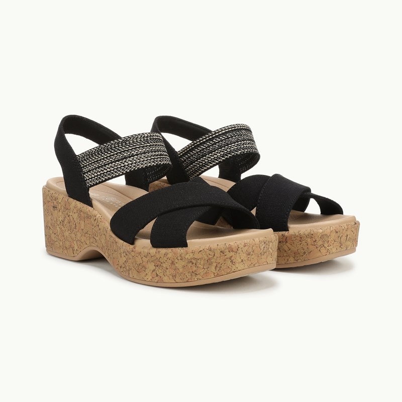 For Shoes Verity Platform Sandal Black Multi Denim Fabric