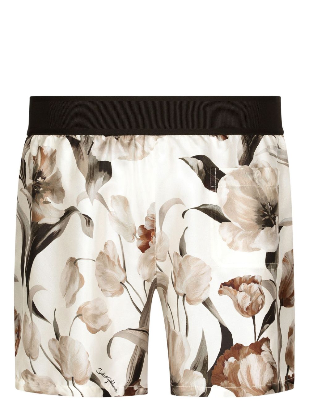 Floral-print silk shorts - White