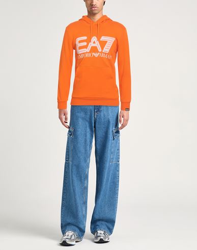 Man Sweatshirt Orange Size S Cotton, Elastane