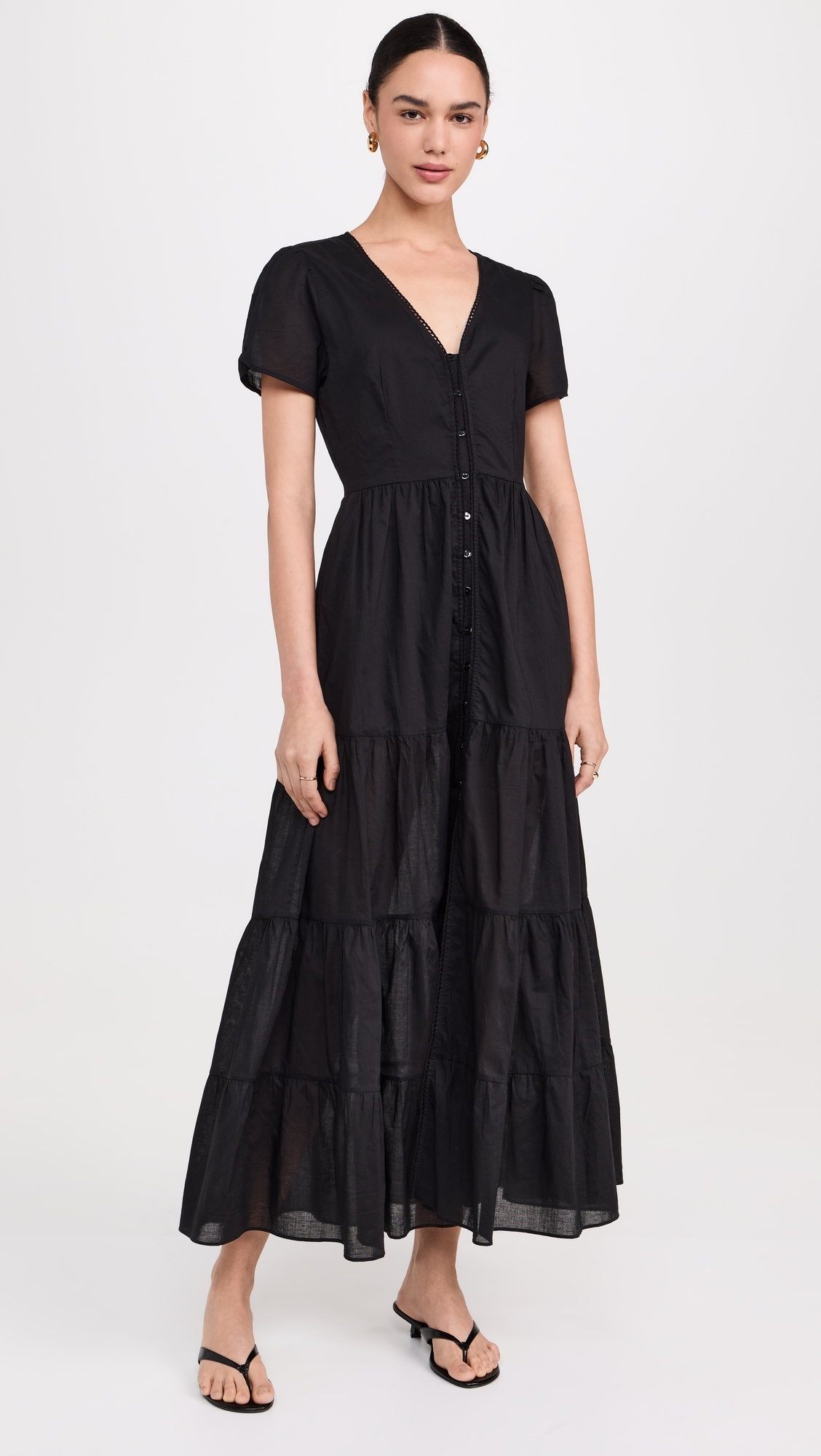 Button Maxi Dress Black