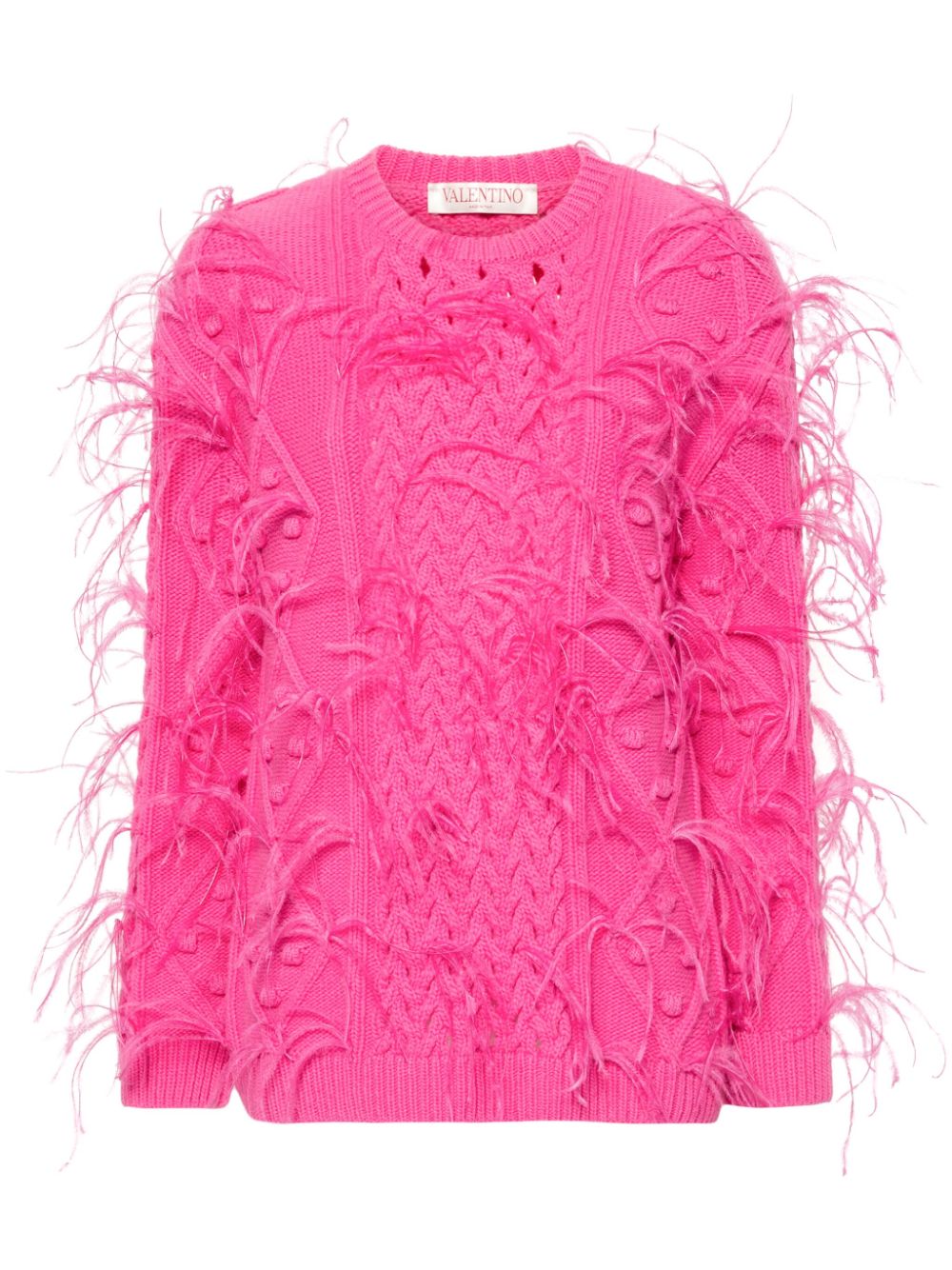 Feather-detail knitted jumper - Pink