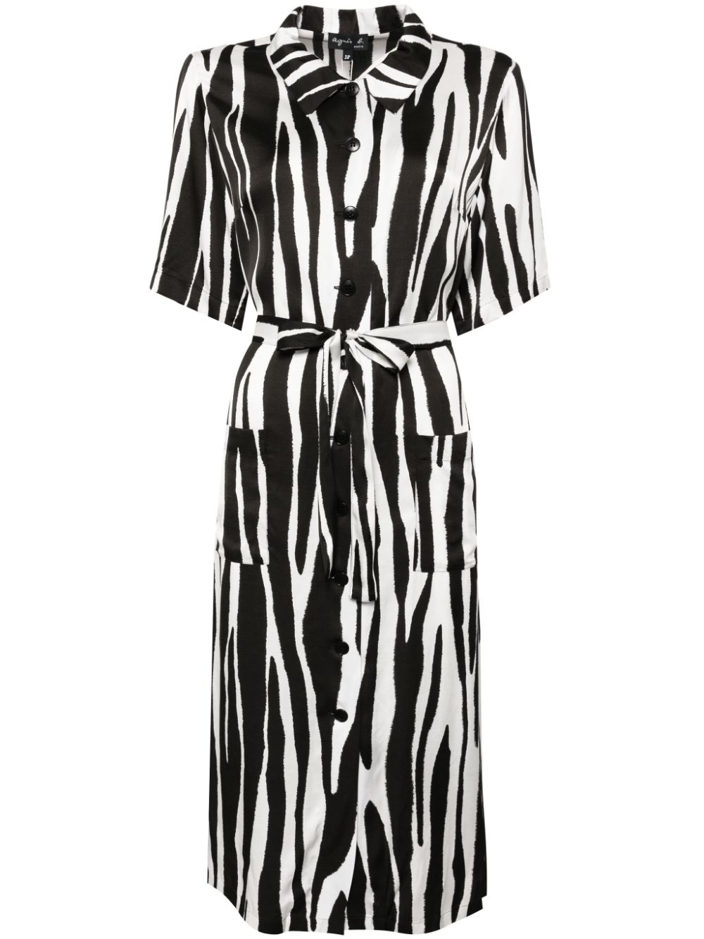 Zebra-printed midi dress - Black