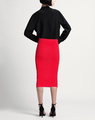 Woman Midi skirt Red Size 6 Cotton, Polyamide, Elastane