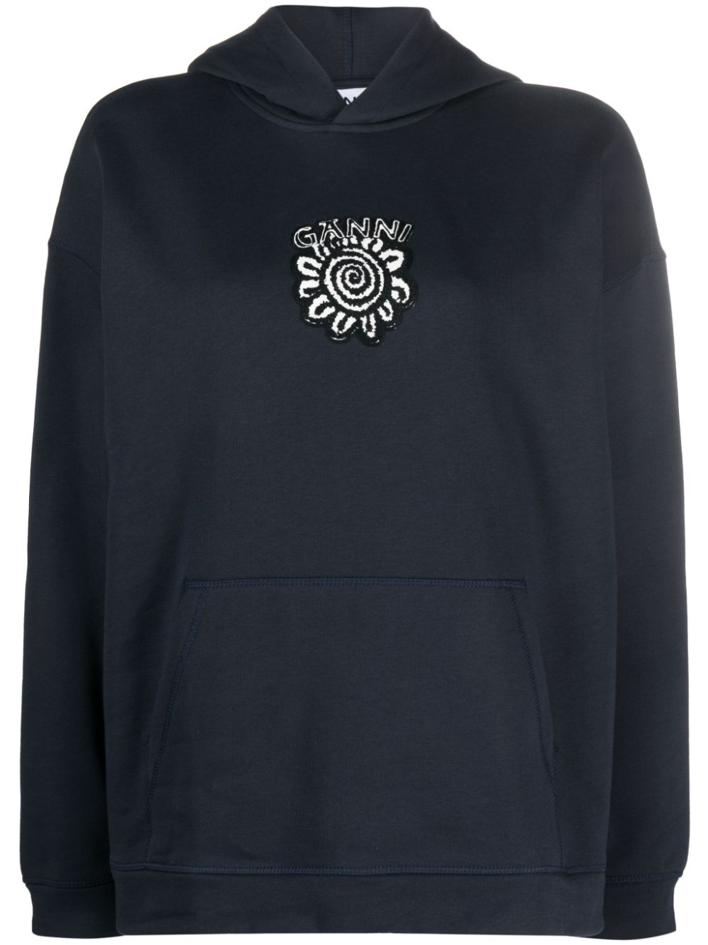 Isoli Flower organic cotton hoodie - Blue
