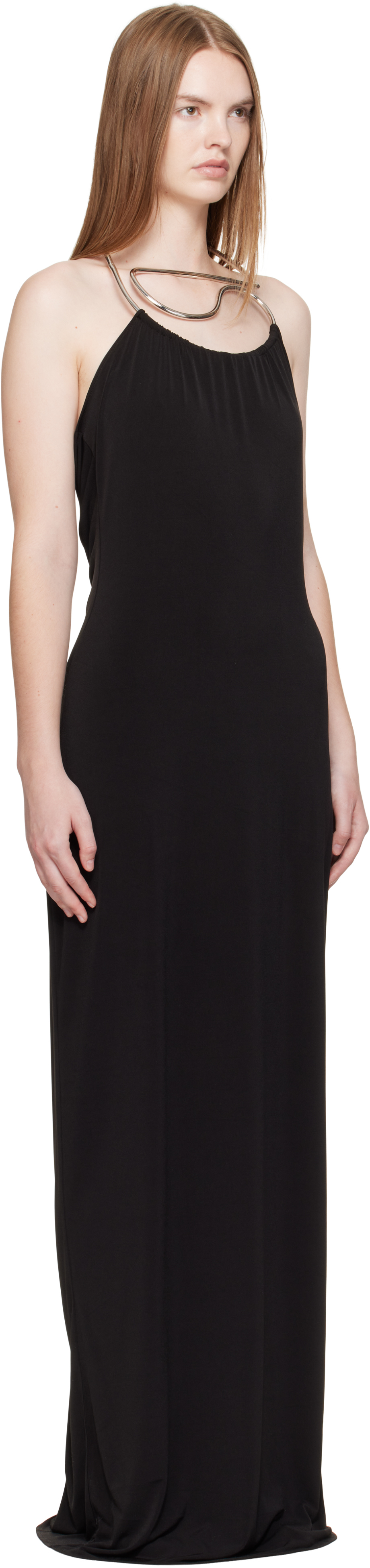Black Logo Necklace Maxi Dress