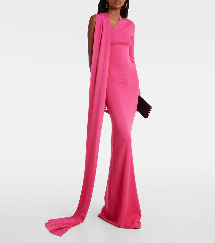 Scarf-detail jersey gown