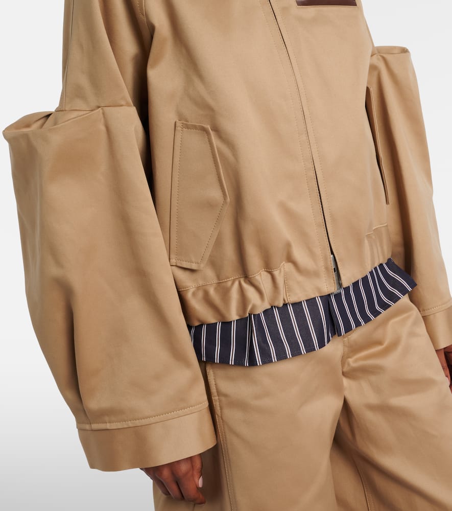Leather-trimmed cotton blouson jacket
