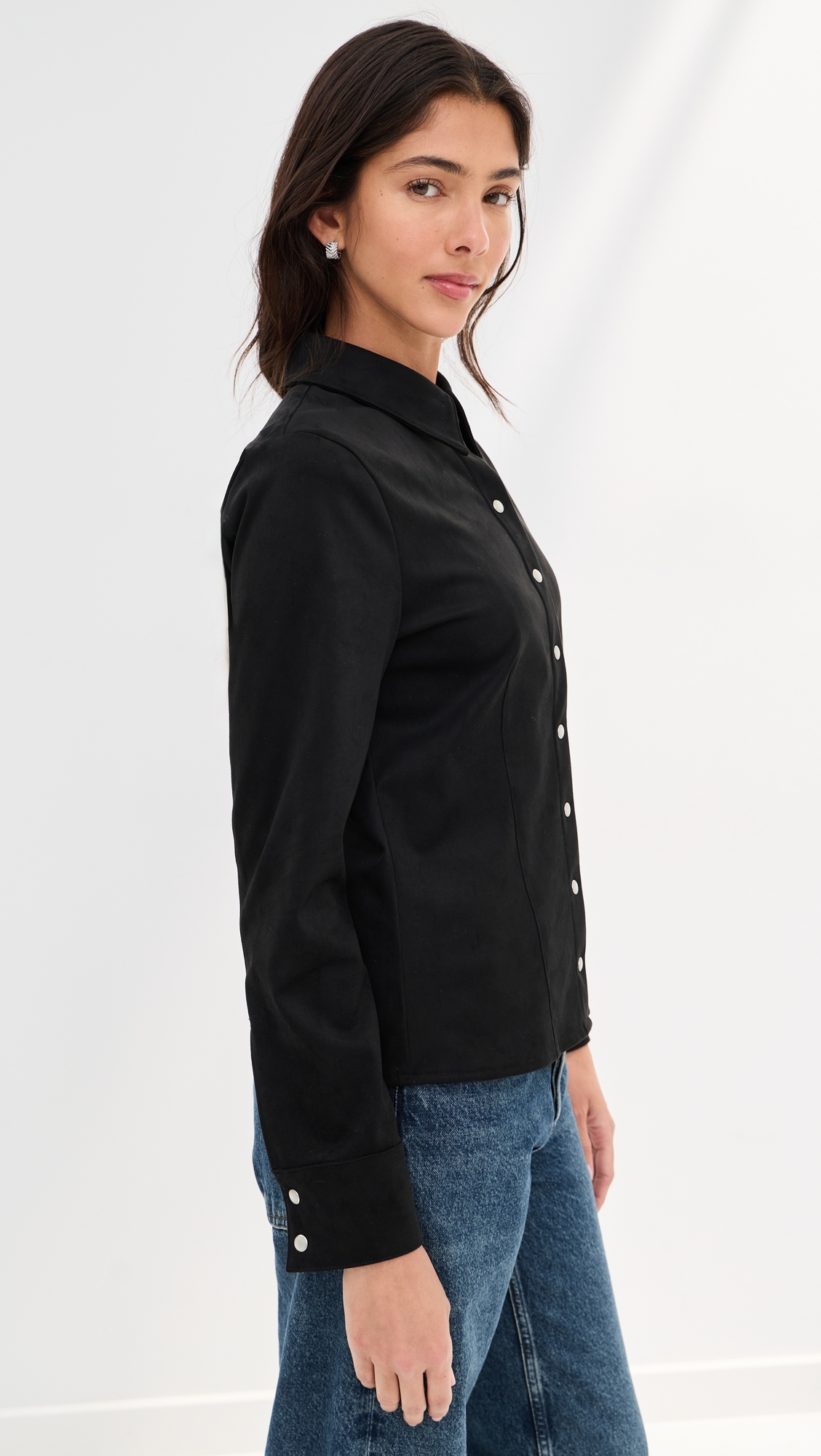 Jolene Faux Suede Shirt Black
